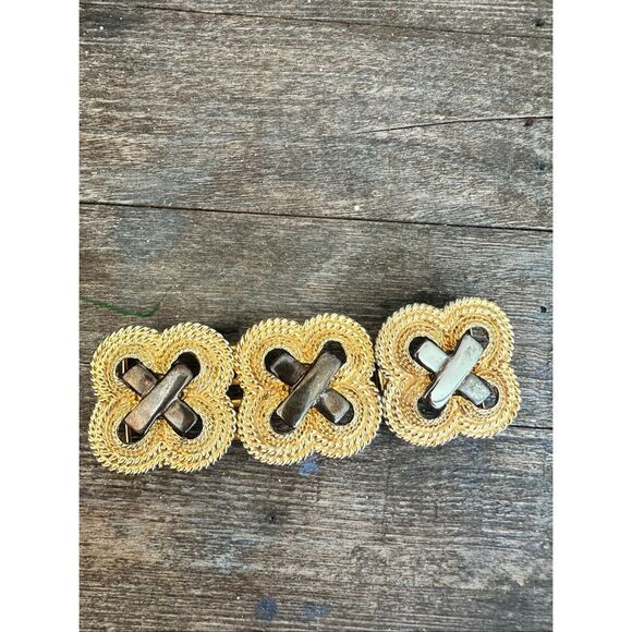 Gay Boyer Vintage two-tone gold and silver metal rope motif belt buckle - Picture 1 of 7